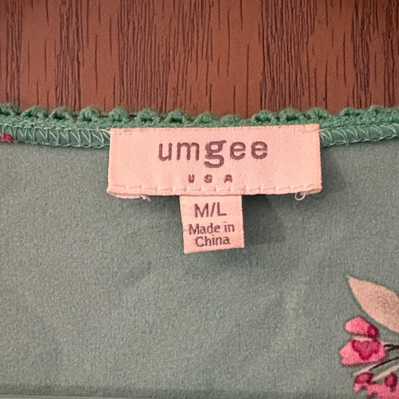 Umgee Teal Green Floral Kimono Cardigan with Pink Accents - Picture 2 of 6